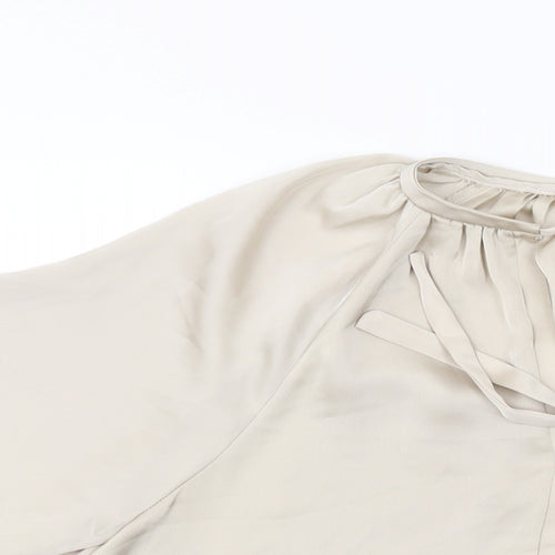 H&M Womens Beige Polyester Basic Blouse Size XS V-Neck