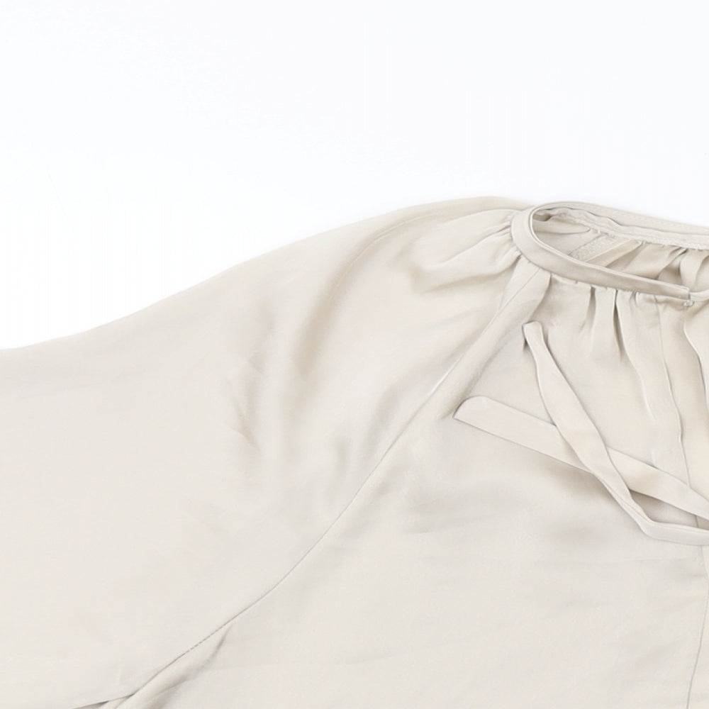 H&M Womens Beige Polyester Basic Blouse Size XS V-Neck
