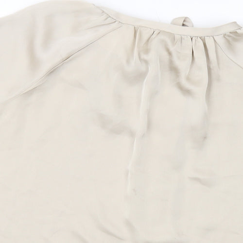 H&M Womens Beige Polyester Basic Blouse Size XS V-Neck