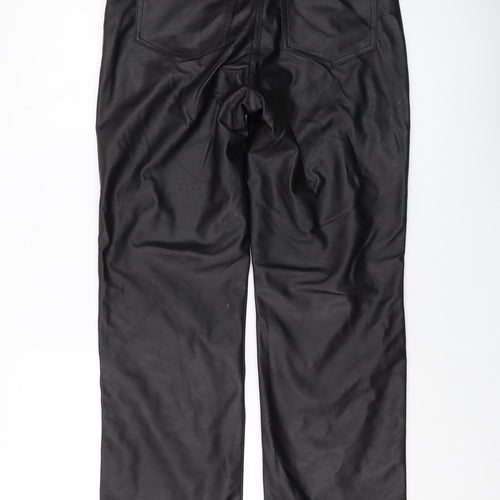 H&M Womens Black Polyester Trousers Size 14 L30 in Regular Button