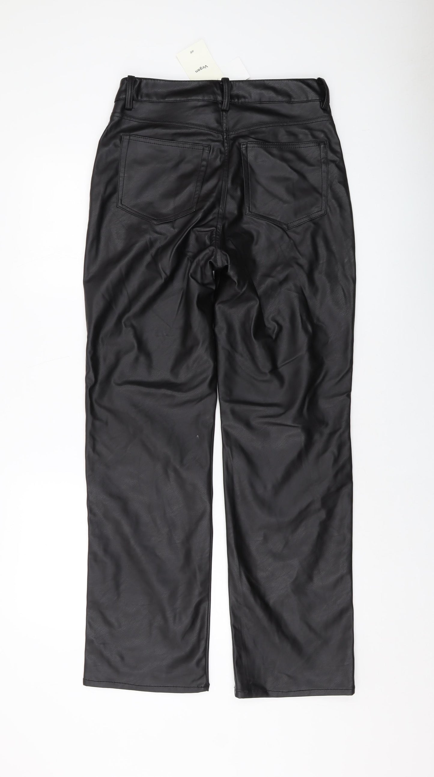 H&M Womens Black Polyester Trousers Size 14 L30 in Regular Button