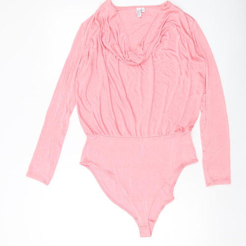 & Other Stories Womens Pink Acetate Bodysuit One-Piece Size L Snap