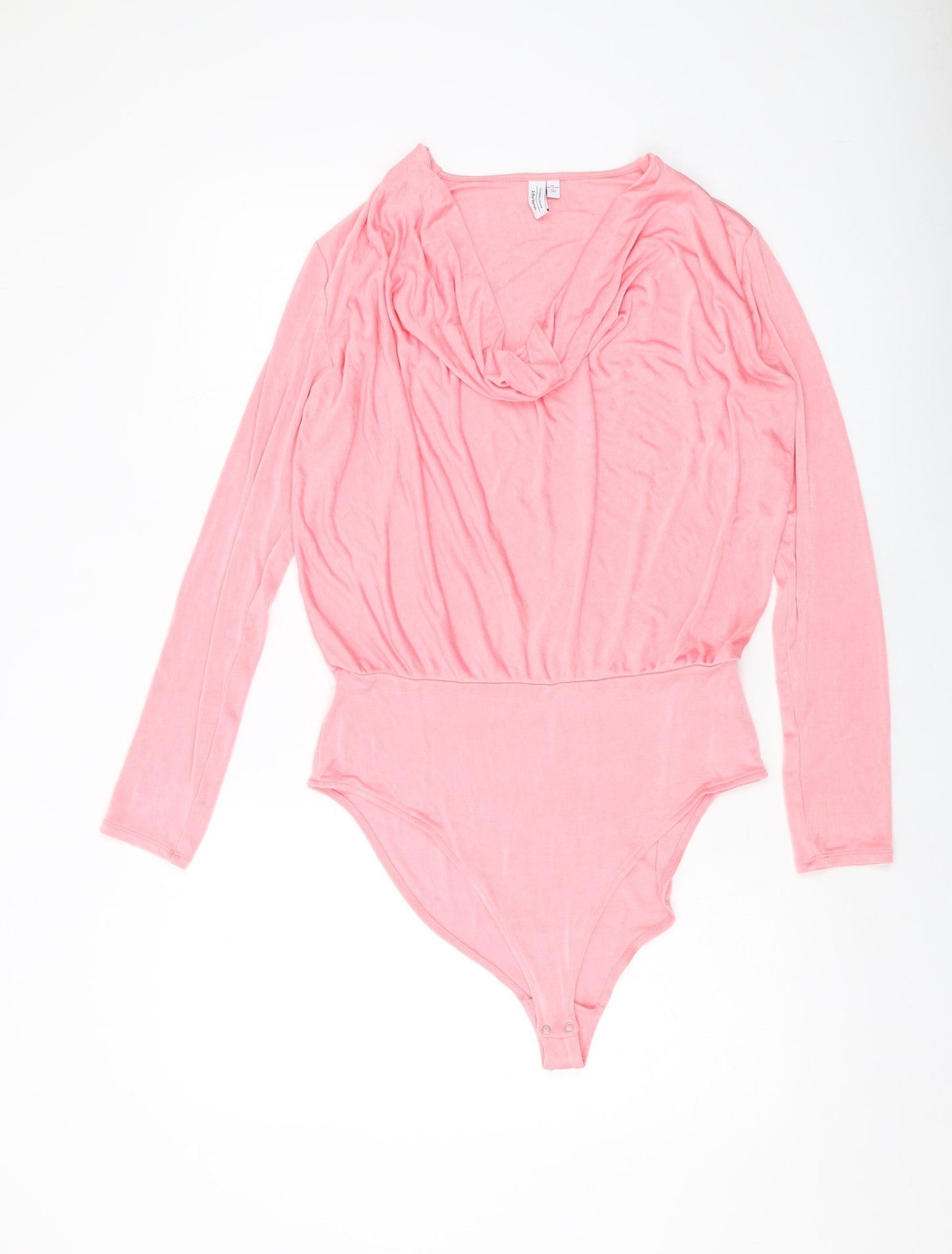 & Other Stories Womens Pink Acetate Bodysuit One-Piece Size L Snap