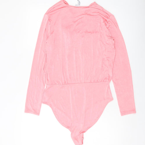 & Other Stories Womens Pink Acetate Bodysuit One-Piece Size L Snap