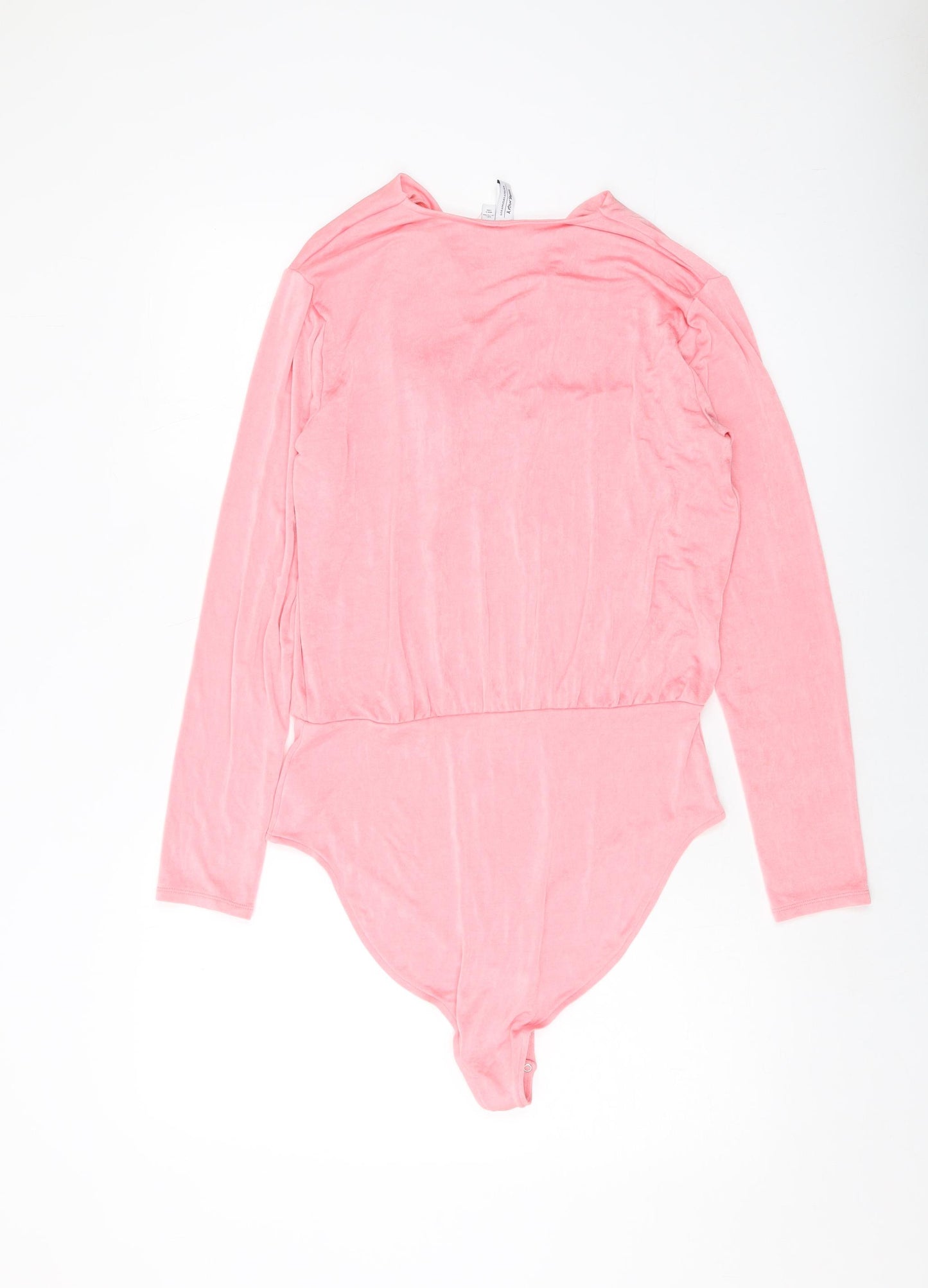 & Other Stories Womens Pink Acetate Bodysuit One-Piece Size L Snap