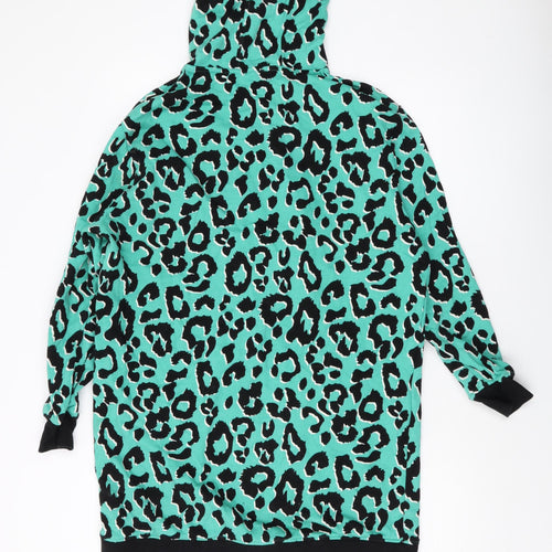 Tilbed Womens Green Animal Print Cotton Pullover Hoodie Size M Pullover