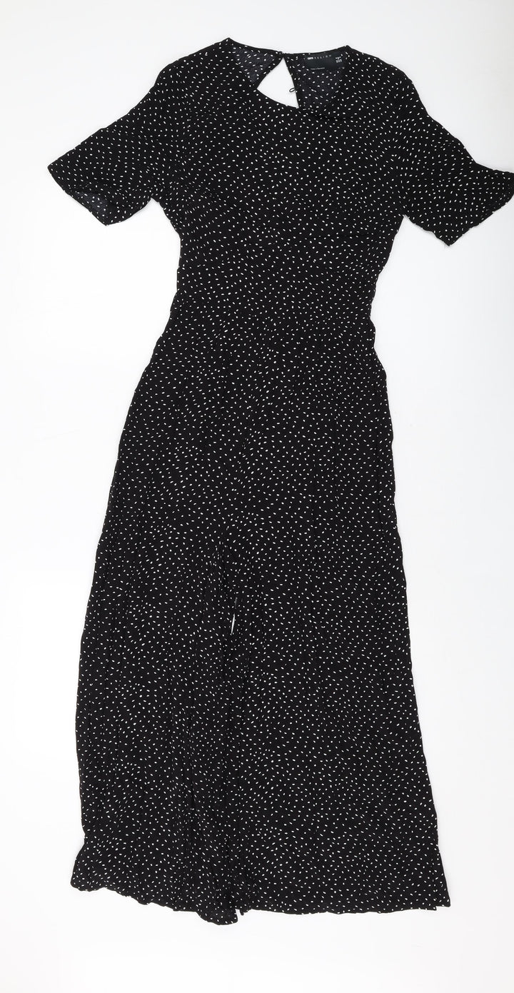 ASOS Womens Black Polka Dot Viscose Jumpsuit One-Piece Size 4 Button