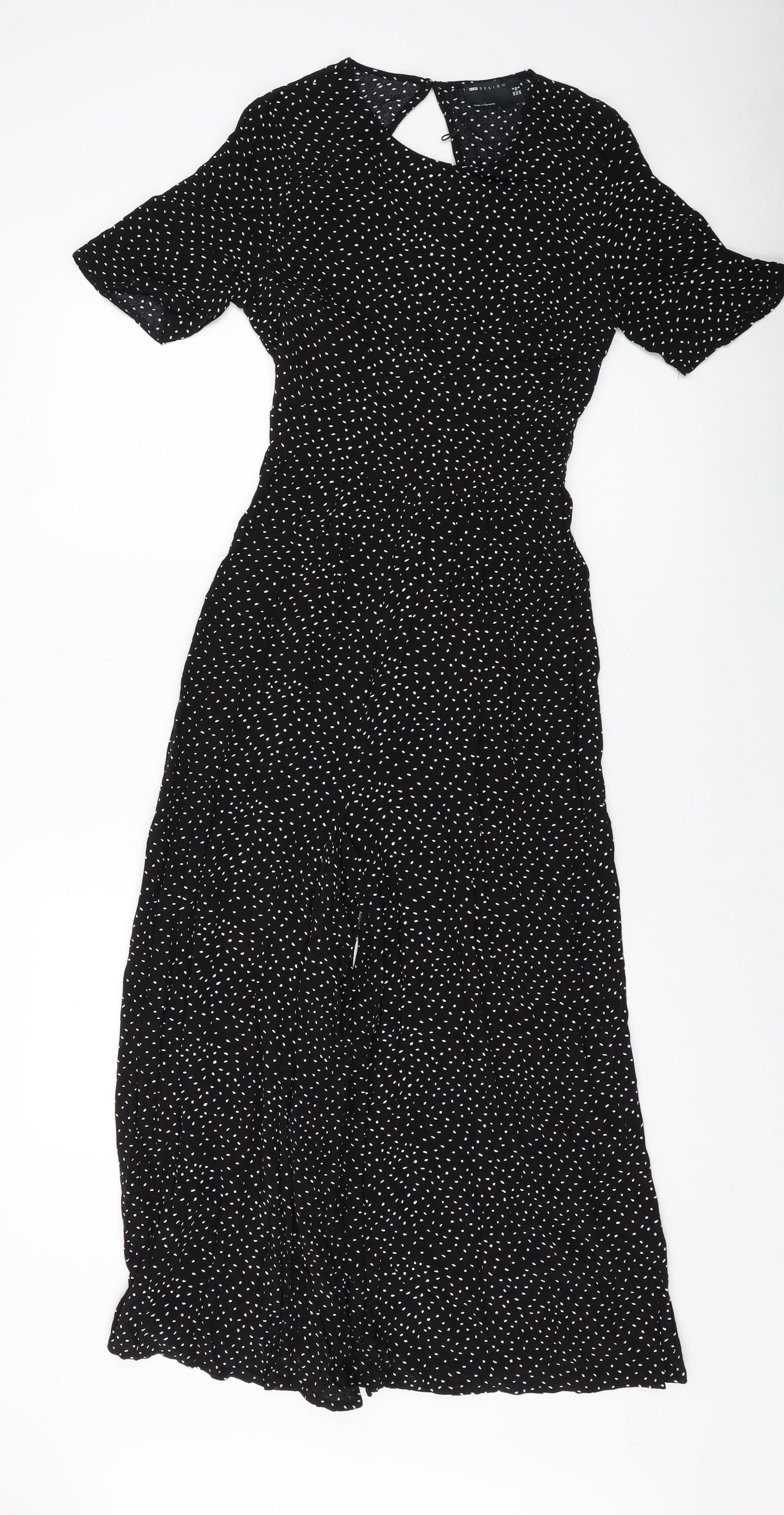 ASOS Womens Black Polka Dot Viscose Jumpsuit One-Piece Size 4 Button
