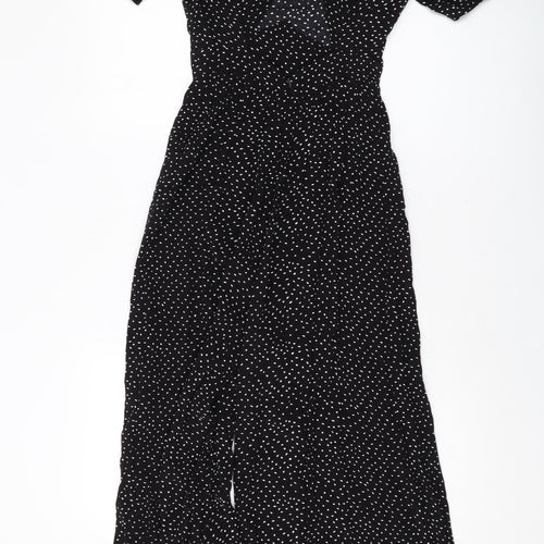 ASOS Womens Black Polka Dot Viscose Jumpsuit One-Piece Size 4 Button