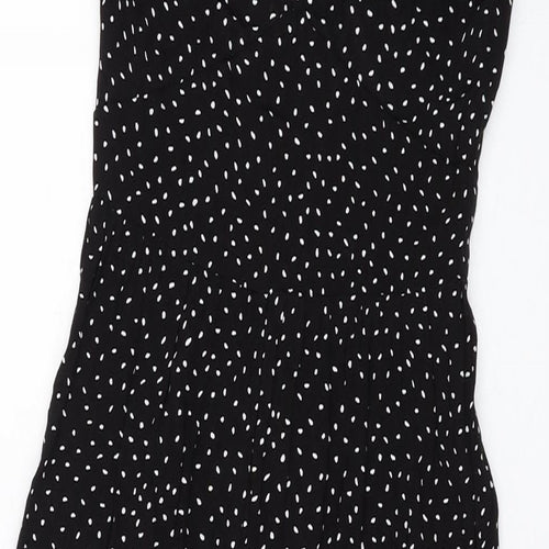 ASOS Womens Black Polka Dot Viscose Jumpsuit One-Piece Size 4 Button