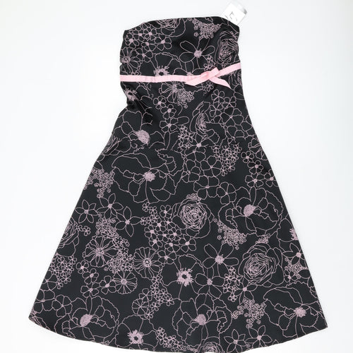 Lipsy Womens Black Geometric Cotton A-Line Size M Square Neck Zip