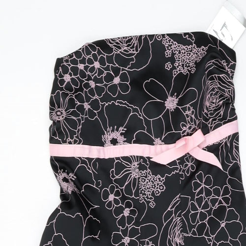 Lipsy Womens Black Geometric Cotton A-Line Size M Square Neck Zip