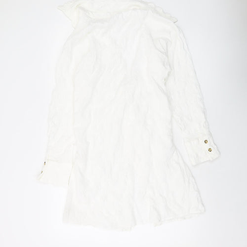 Showpo Womens Ivory Cotton Shirt Dress Size 12 V-Neck Button