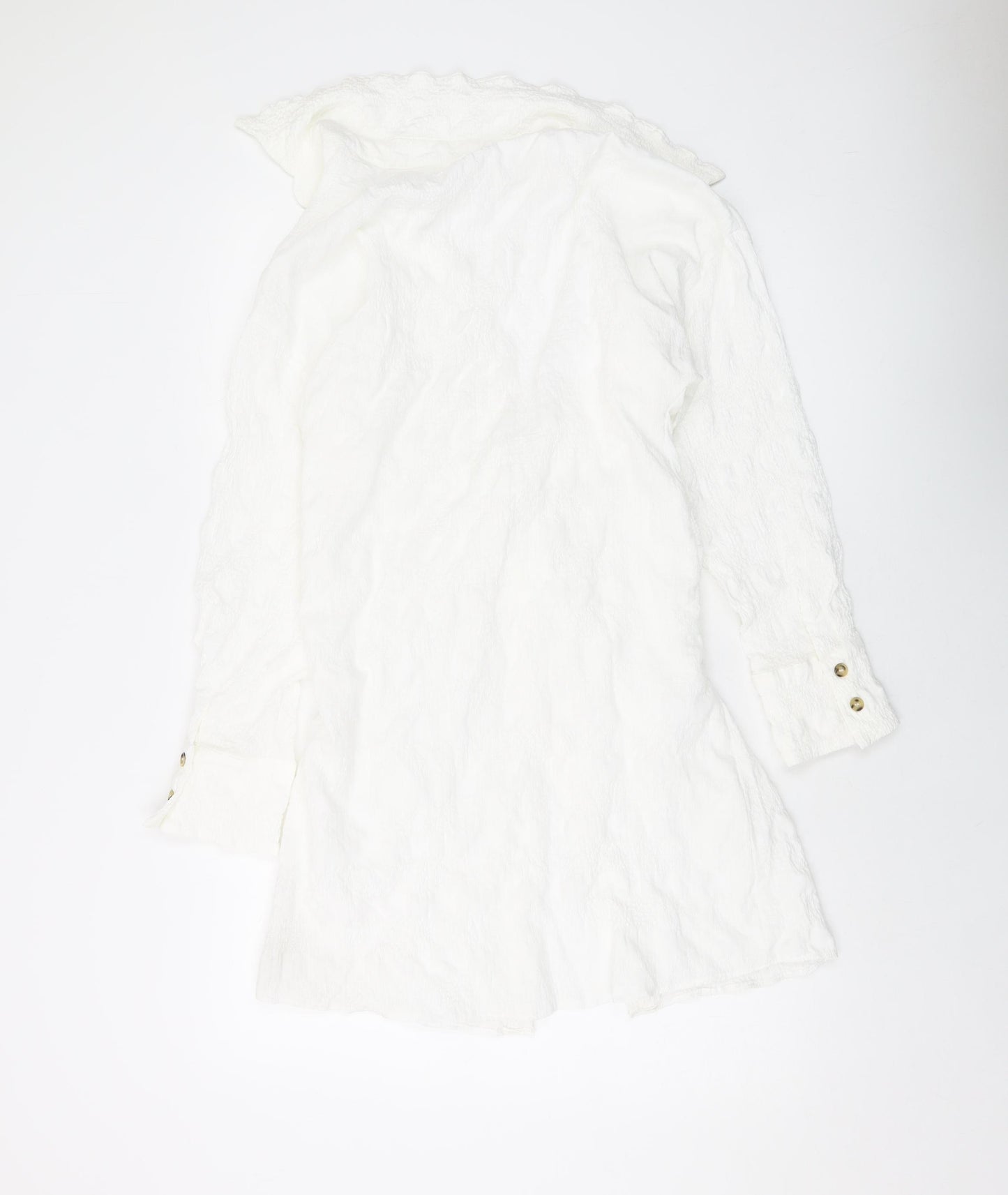Showpo Womens Ivory Cotton Shirt Dress Size 12 V-Neck Button