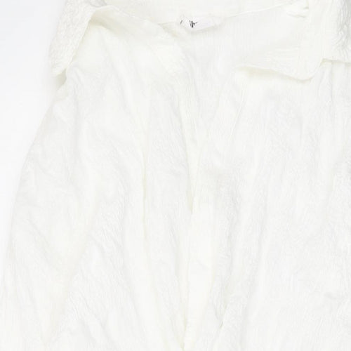Showpo Womens Ivory Cotton Shirt Dress Size 12 V-Neck Button