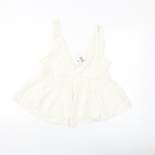ASOS Womens Ivory Cotton Basic Tank Size 8 V-Neck