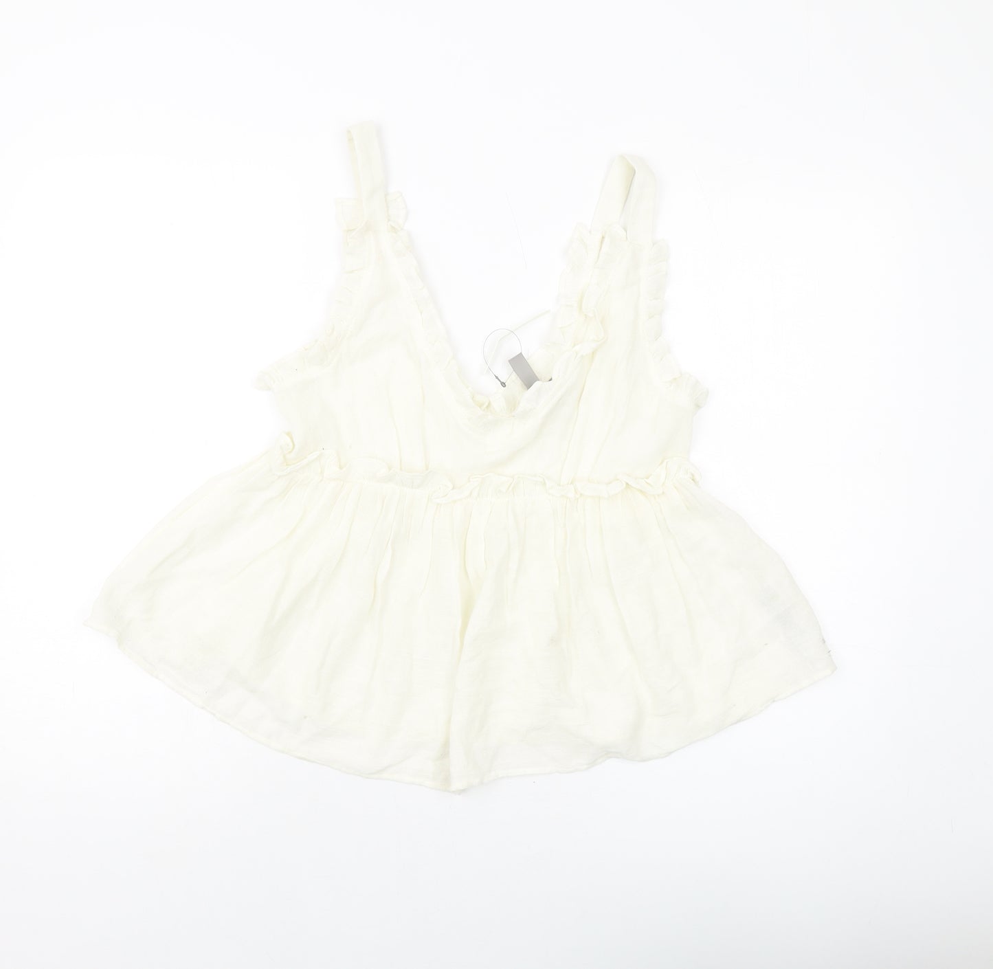 ASOS Womens Ivory Cotton Basic Tank Size 8 V-Neck