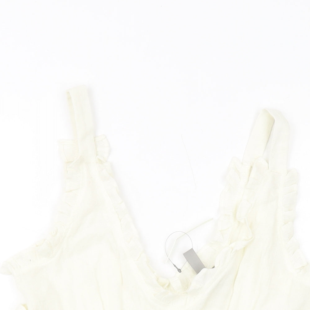 ASOS Womens Ivory Cotton Basic Tank Size 8 V-Neck