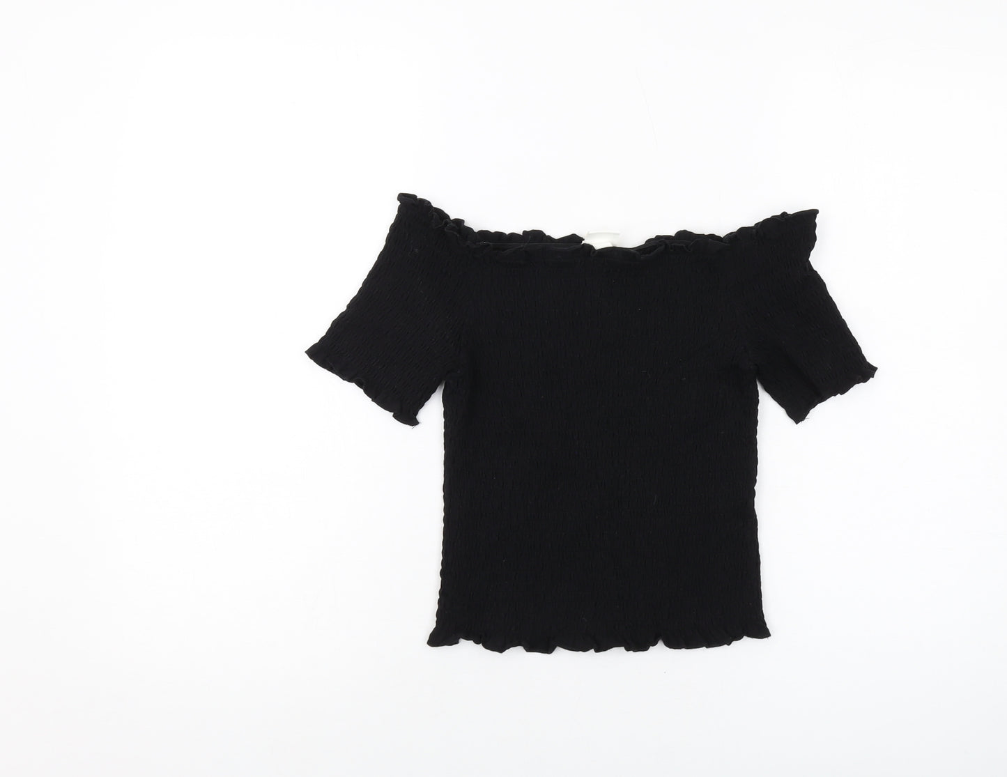 H&M Womens Black Cotton Basic T-Shirt Size M Square Neck