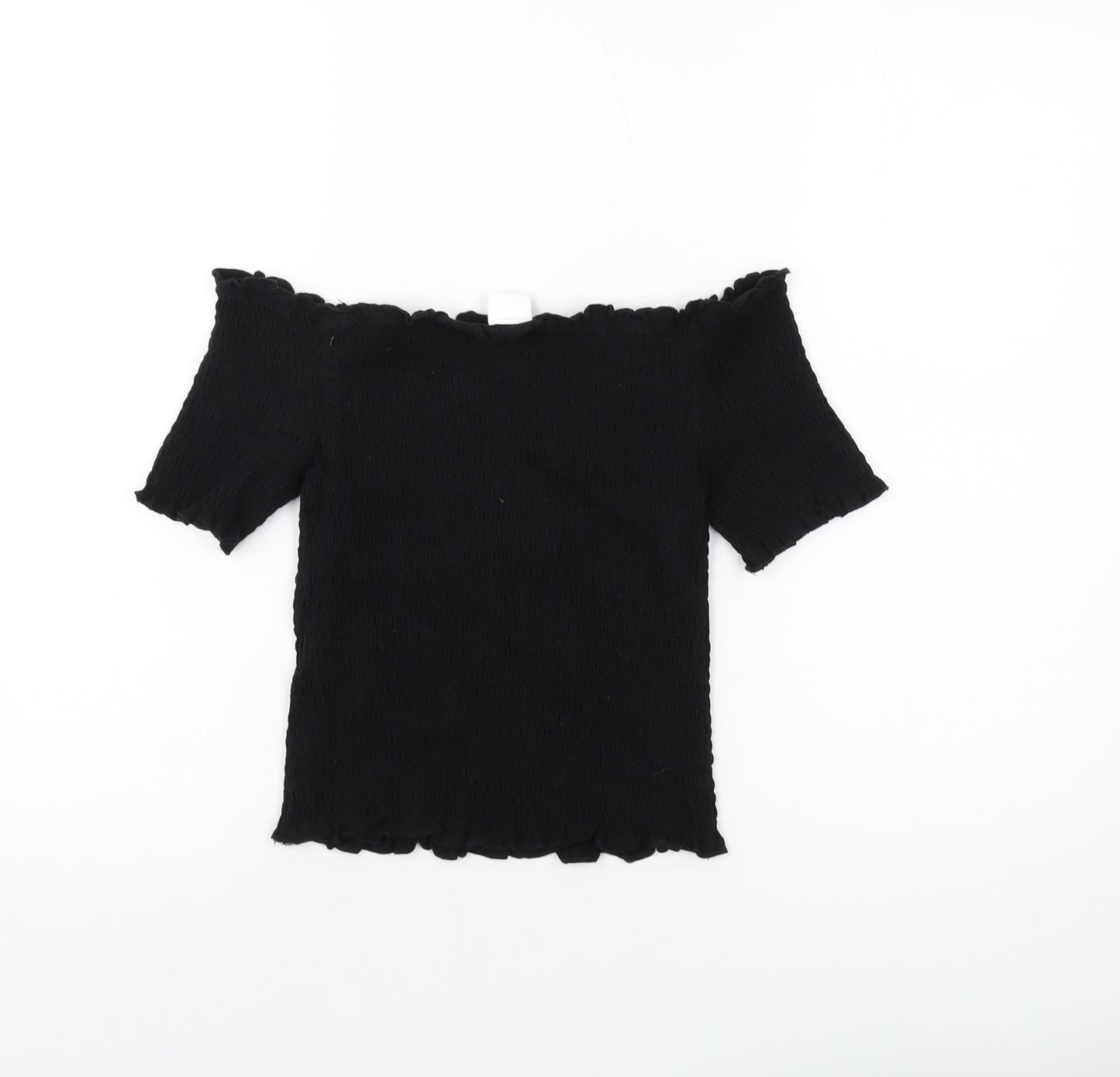 H&M Womens Black Cotton Basic T-Shirt Size M Square Neck