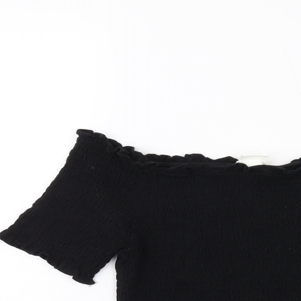 H&M Womens Black Cotton Basic T-Shirt Size M Square Neck