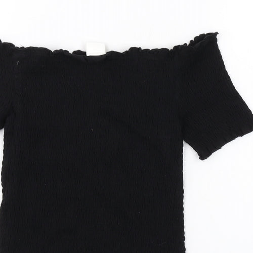 H&M Womens Black Cotton Basic T-Shirt Size M Square Neck