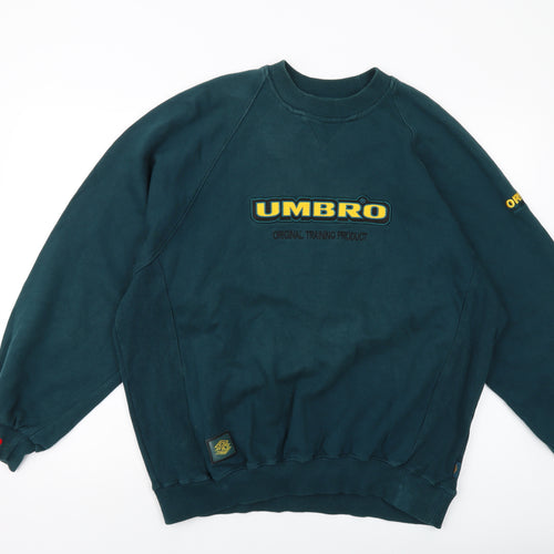 Umbro Mens Green Cotton Pullover Sweatshirt Size 2XL - Vintage