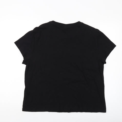 H&M Womens Black Cotton Basic T-Shirt Size L Crew Neck