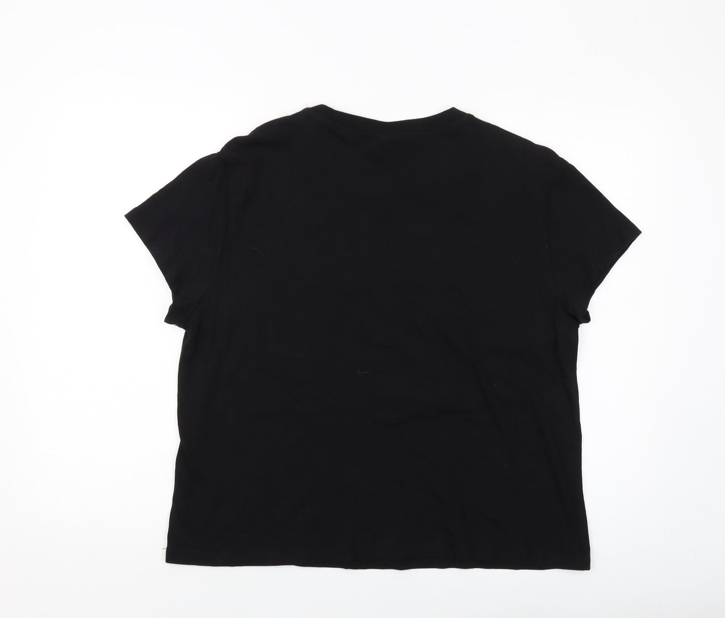 H&M Womens Black Cotton Basic T-Shirt Size L Crew Neck