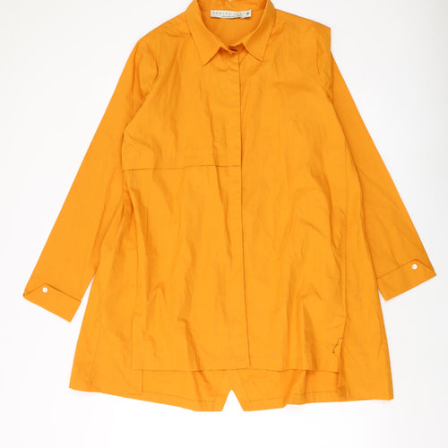 Heaven Lab Womens Orange Polyester Tunic Button-Up Size M Collared
