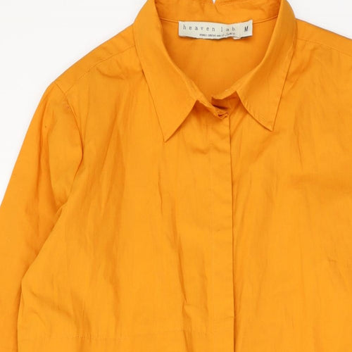 Heaven Lab Womens Orange Polyester Tunic Button-Up Size M Collared