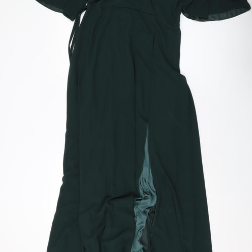 Folkster Womens Green Polyester A-Line Size L V-Neck Zip