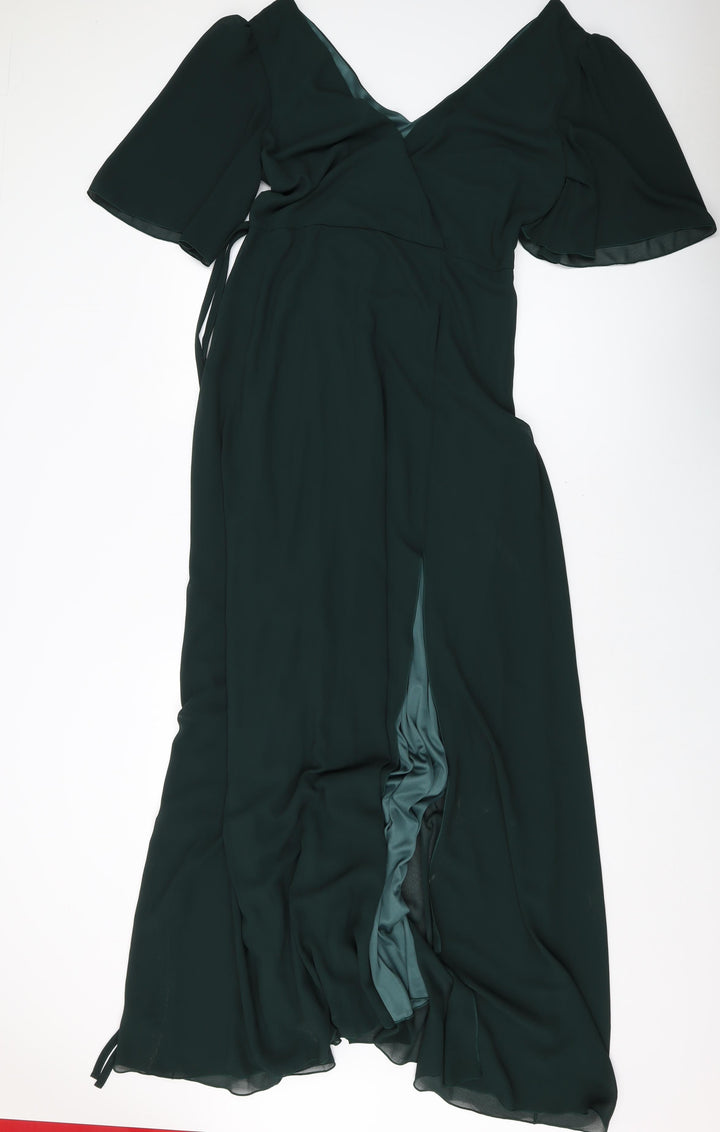 Folkster Womens Green Polyester A-Line Size L V-Neck Zip