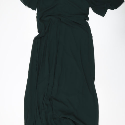 Folkster Womens Green Polyester A-Line Size L V-Neck Zip