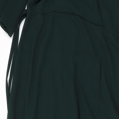 Folkster Womens Green Polyester A-Line Size L V-Neck Zip