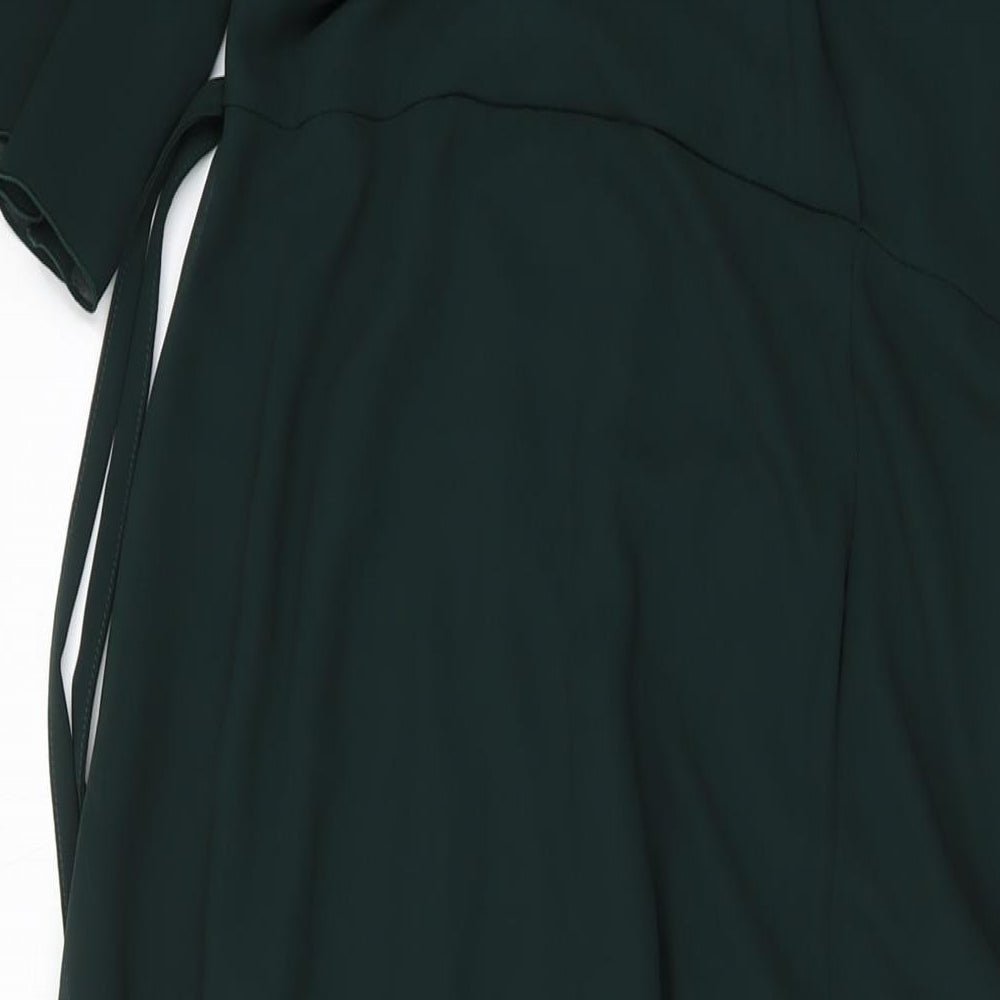 Folkster Womens Green Polyester A-Line Size L V-Neck Zip