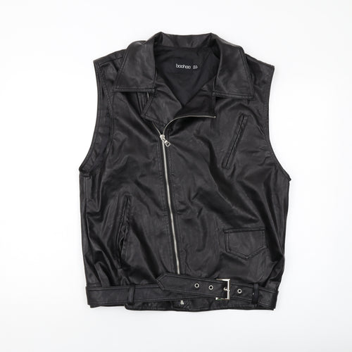 Booho Womens Black Biker Waistcoat Size 10 Zip