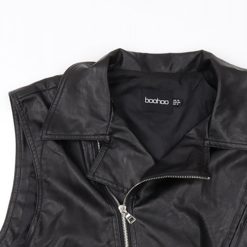 Booho Womens Black Biker Waistcoat Size 10 Zip