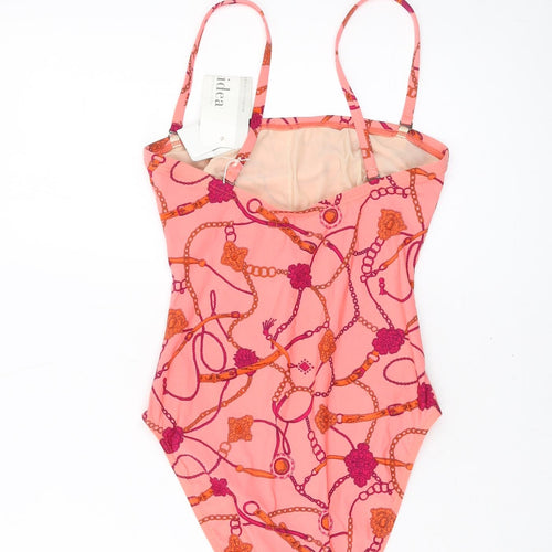 Lidea Womens Pink Geometric Polyester One Piece Size 10