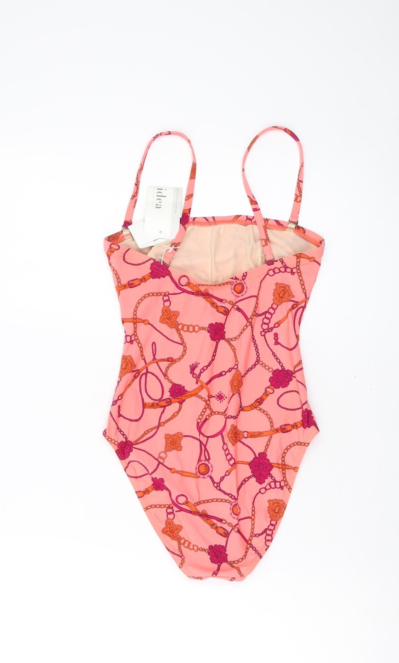 Lidea Womens Pink Geometric Polyester One Piece Size 10