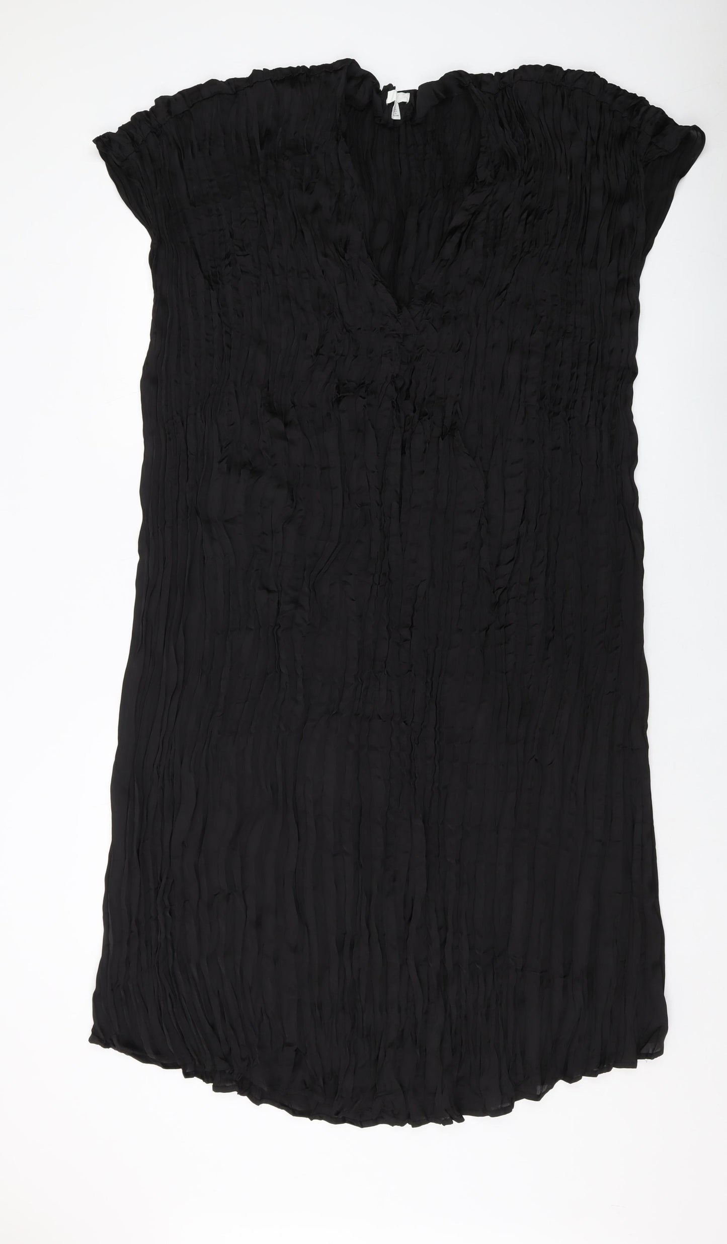 H&M Womens Black Polyester A-Line Size L V-Neck Pullover