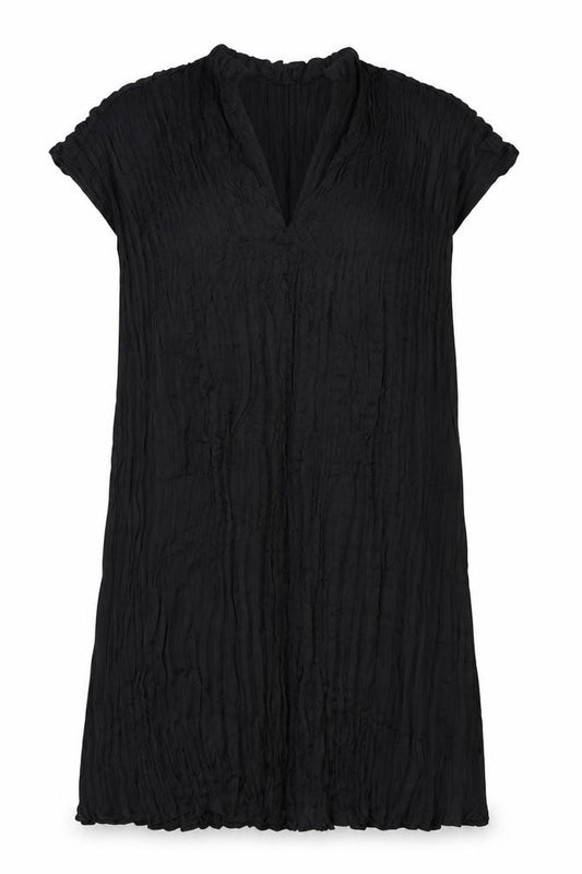 Front view of H&M women’s black polyester a-line, size L, v-neck pullover