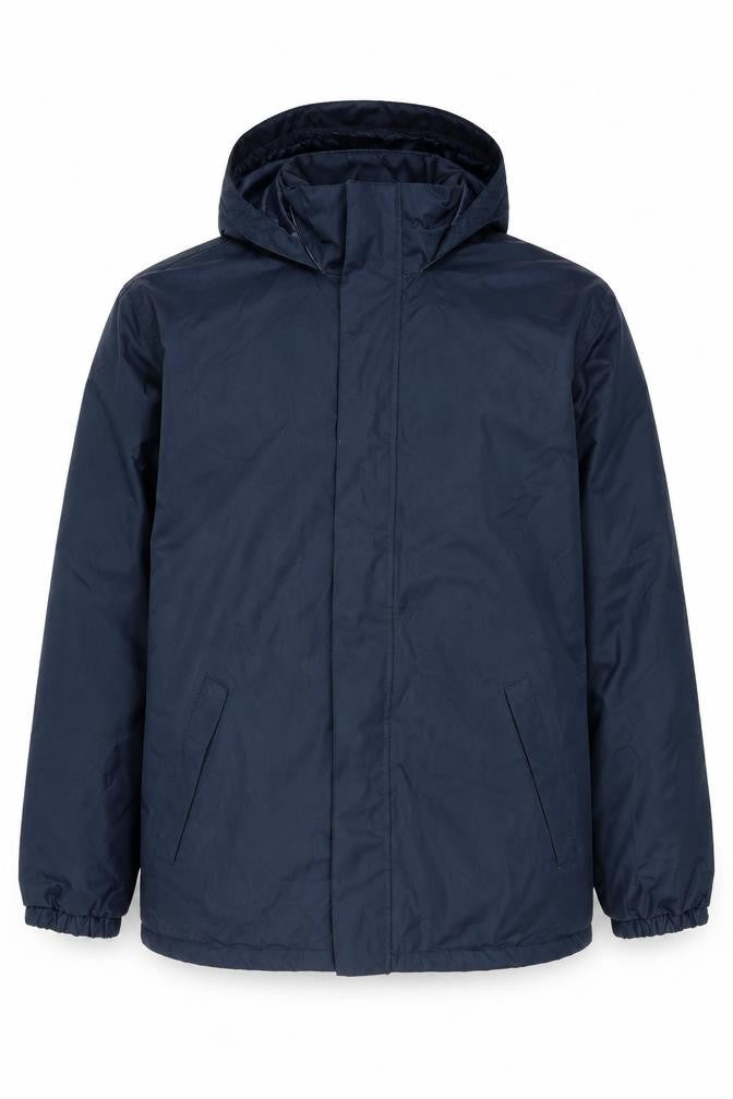 Front view of Jack Daw men’s blue jacket, size L, zip