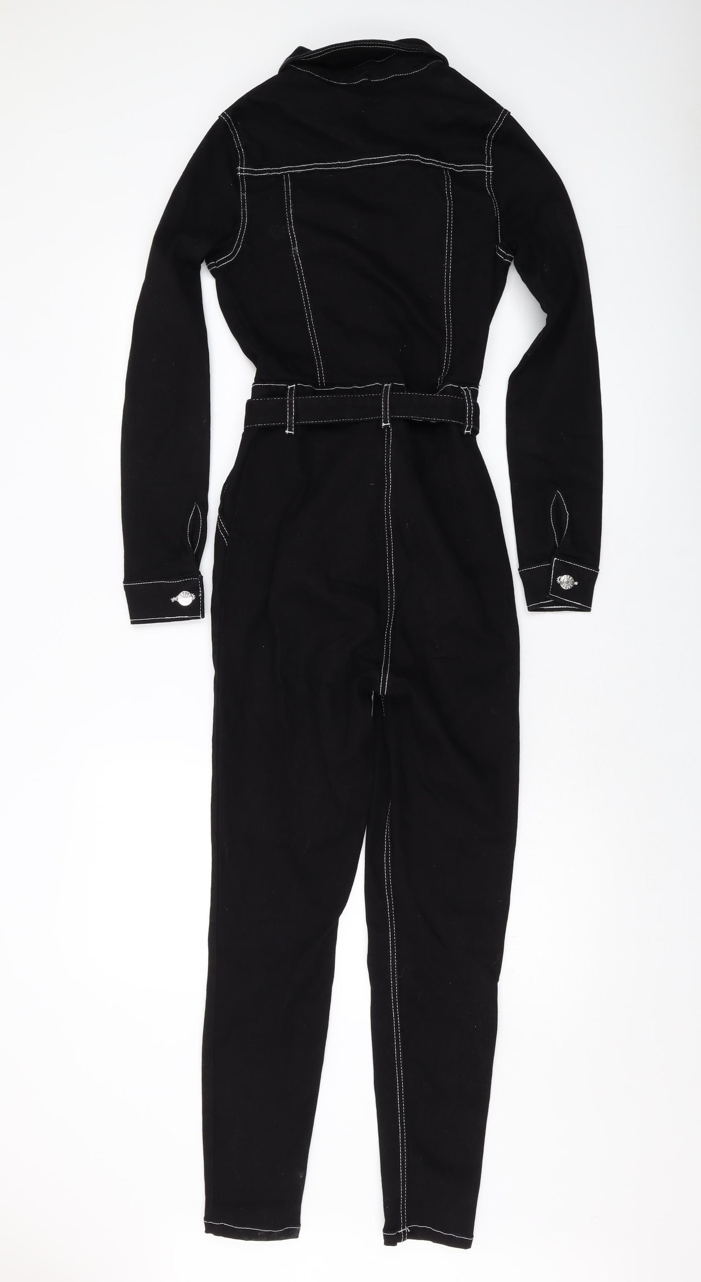 Rebellious Womens Black Cotton Jumpsuit One-Piece Size 6 L27 in Button