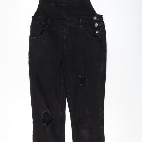 /Denim Womens Black Cotton Dungaree One-Piece Size 10 L29 in Button