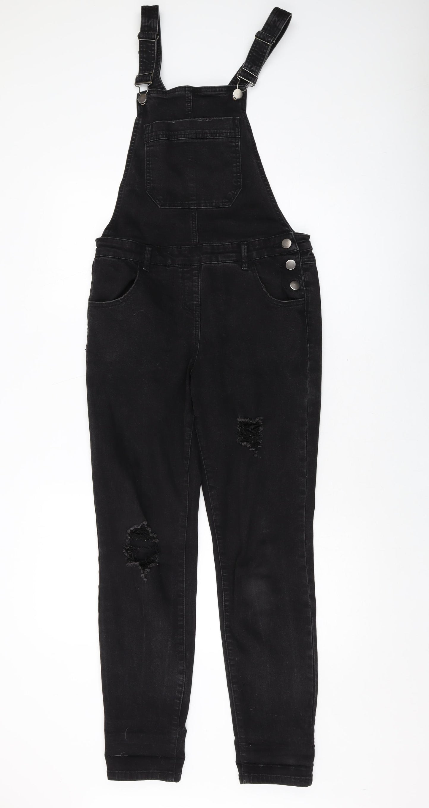 /Denim Womens Black Cotton Dungaree One-Piece Size 10 L29 in Button