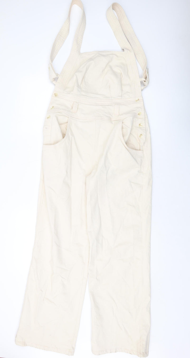 ASOS Womens Beige Cotton Coverall One-Piece Size 12 Button