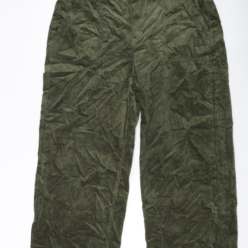 Per Una Womens Green Cotton Trousers Size 20 L30 in Regular Button