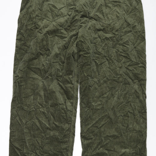 Per Una Womens Green Cotton Trousers Size 20 L30 in Regular Button