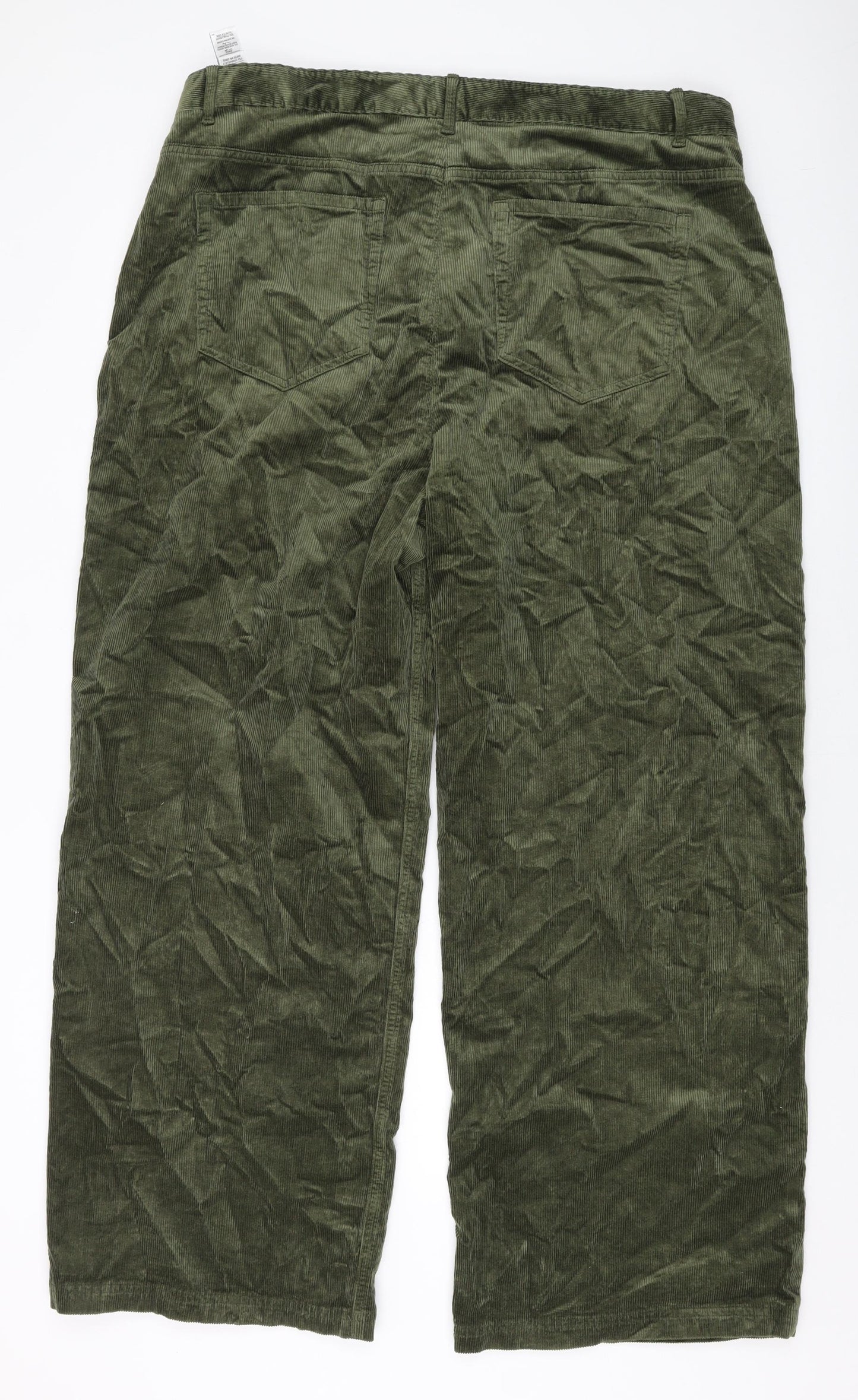 Per Una Womens Green Cotton Trousers Size 20 L30 in Regular Button